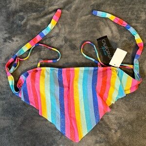 rainbow glitter swim top
size S